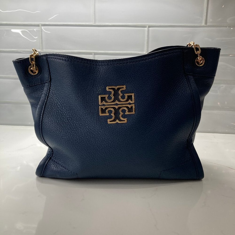 Navy Tory Burch Leather Shoulder Bag